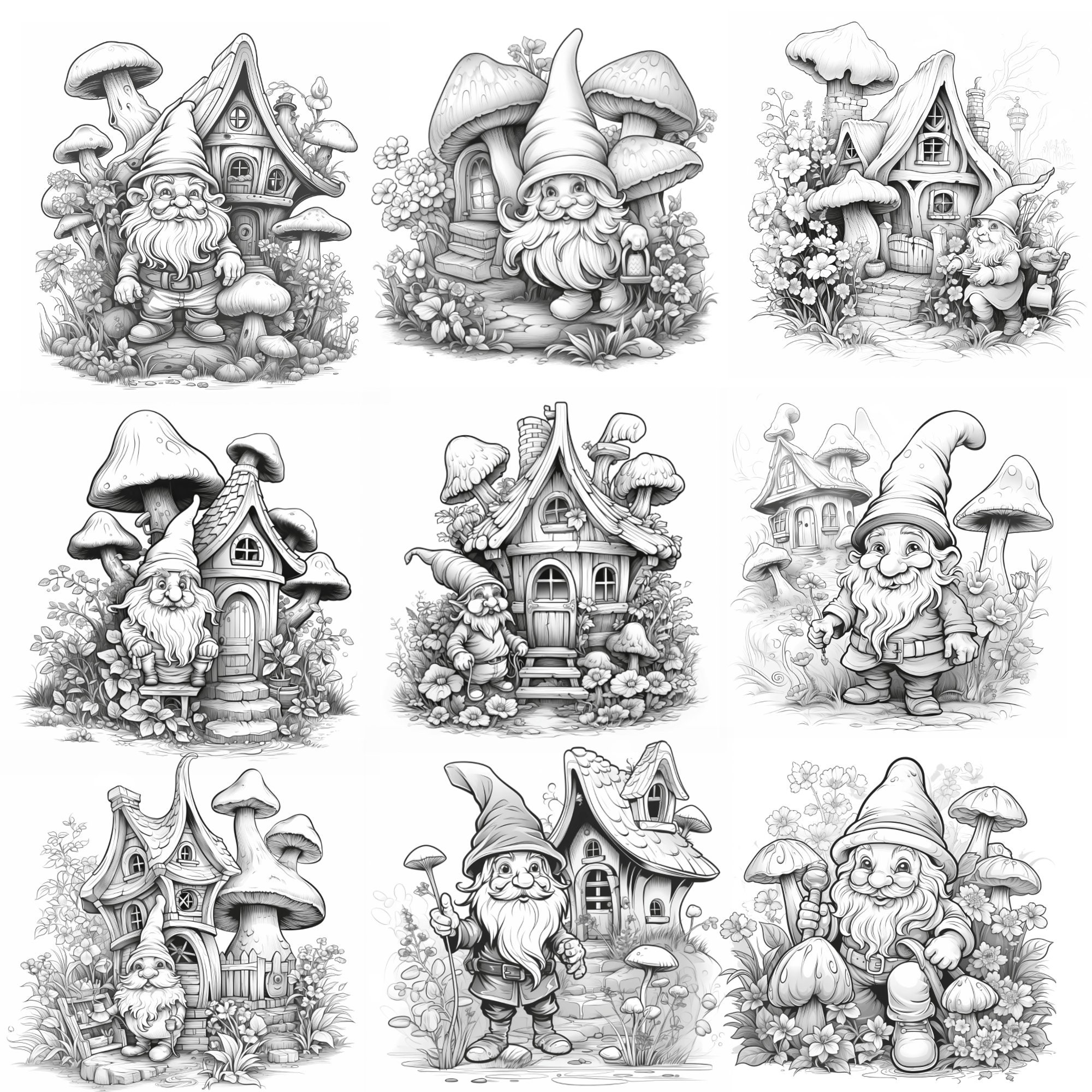 Procreate Enchanted Gnome Stamps | 100+ Mystical Gnome With Flowers ...