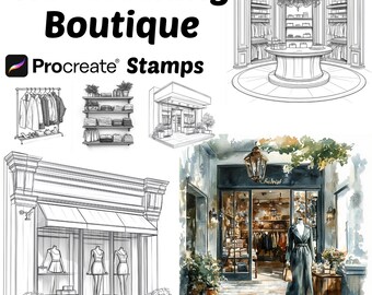Procreate Clothing Boutique Stamps | 100+ Clothing Boutique Procreate Brushes | Architecture Procreate | Interior | Fashion Procreate Set