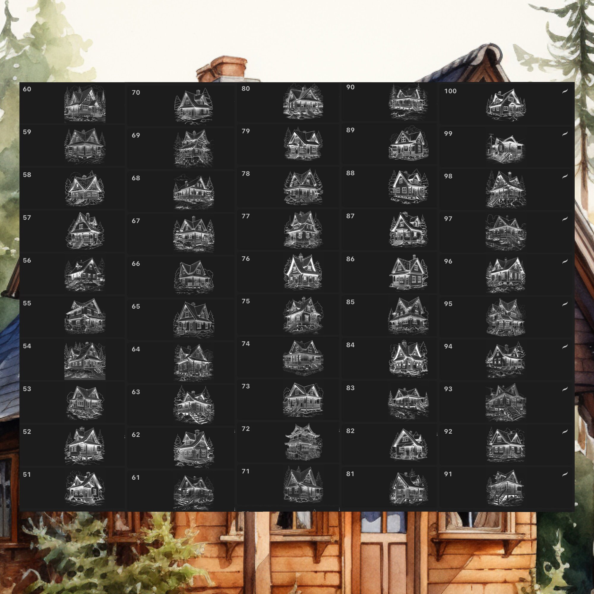 Procreate Wooden House Stamps 100 Wooden House Procreate Brushes ...