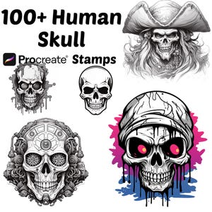 Procreate Skull Stamps | 100+ Scary Skull Procreate Brushes | Halloween Procreate Brushes | Spooky Procreate | Horror | Tattoo Procreate