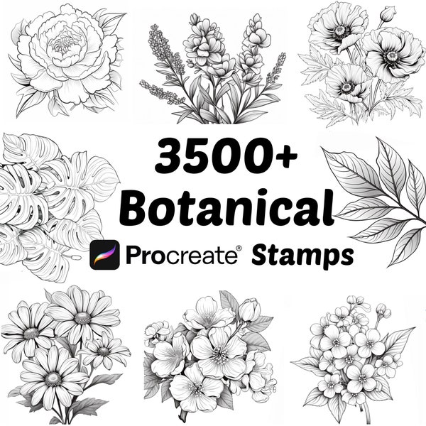 Procreate Botanical Bundle Stamps | 3500+ Flowers Procreate Brushes | Botanical Procreate | Nature Procreate | Plants Procreate Stamp