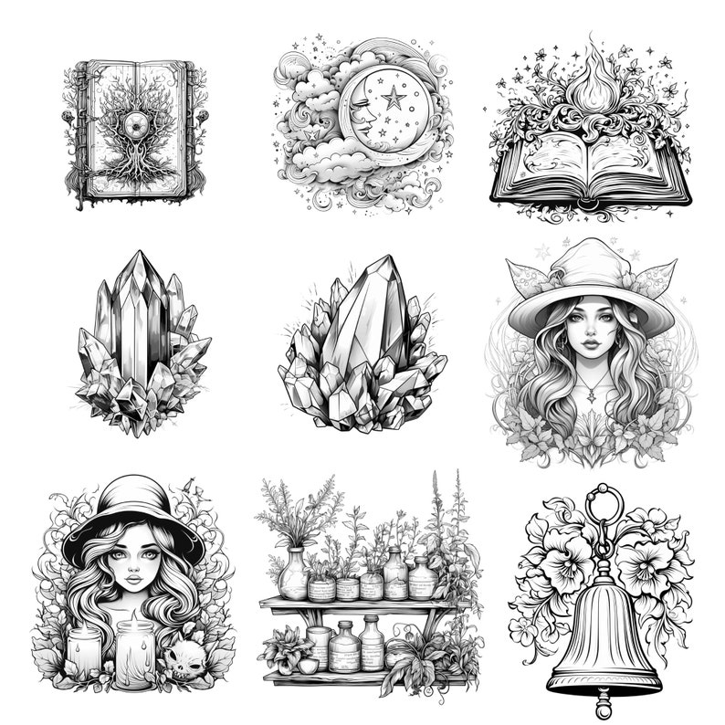 Procreate Witches Theme Stamps | 100+ Spooky Elements Procreate Brushes ...