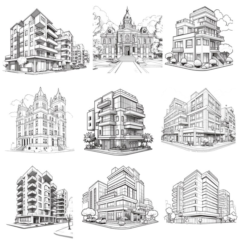 Procreate Buildings Stamps | 100+ Different Style Buildings Procreate ...