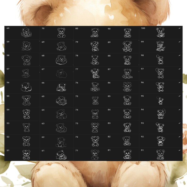 Procreate Animals Stamps | 100+ Cute Teddy Bear Procreate Brushes ...