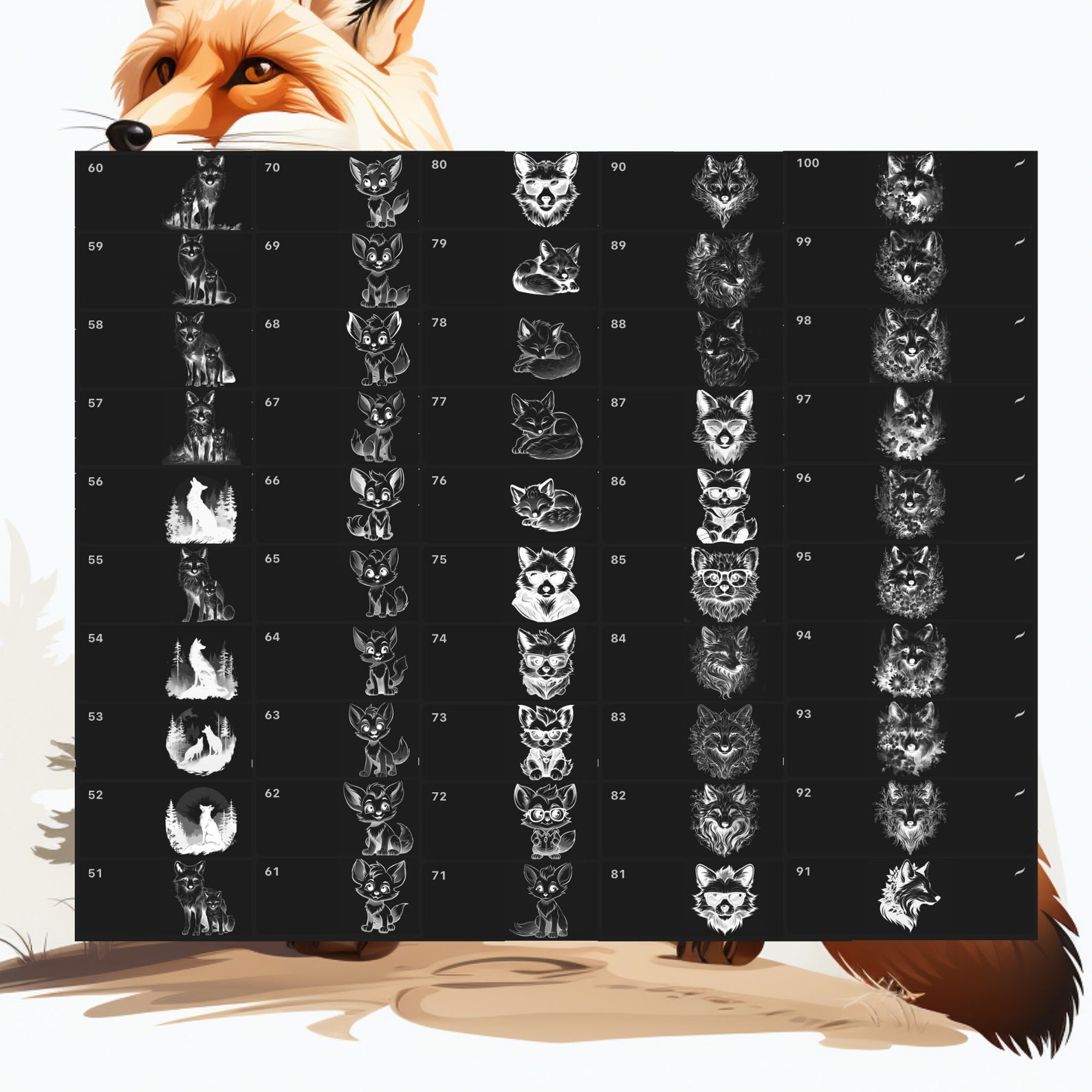 Procreate Animals Stamps | 100+ Fox Procreate Brushes | Animal ...