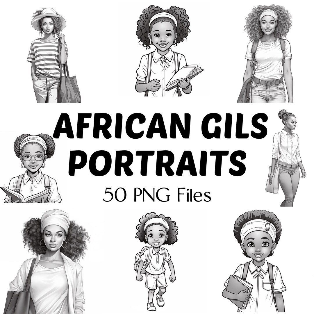 African Girl Png Clipart | 50 Body Poses Clipart | Human Portrait Png ...