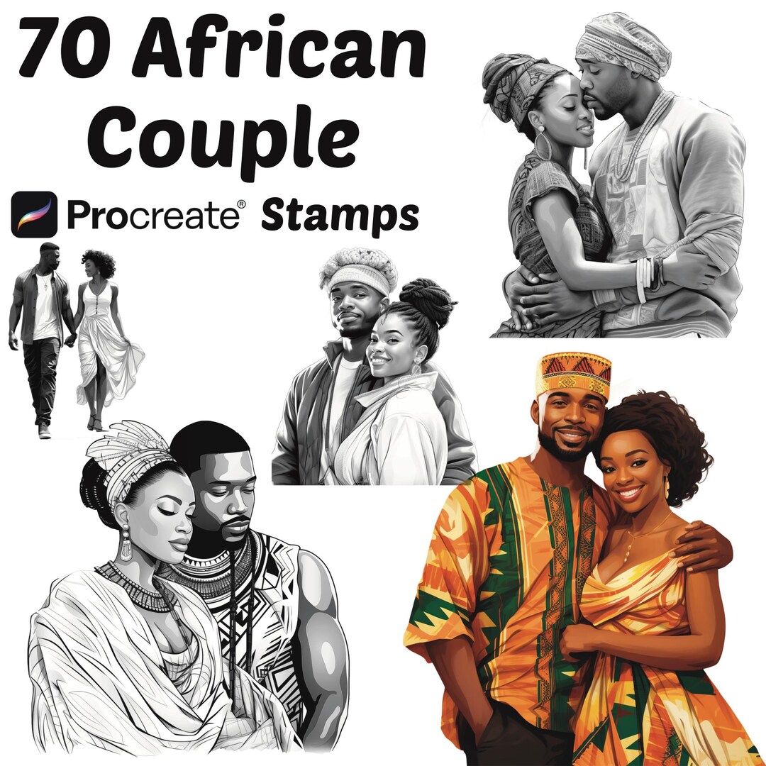 Procreate African Couple Stamps | 70 Body Poses Procreate | Human ...