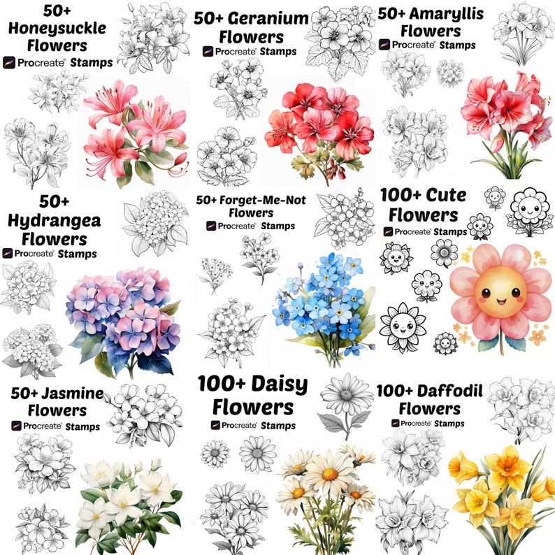Procreate Botanical Bundle Stamps | 3500+ Flowers Procreate Brushes ...