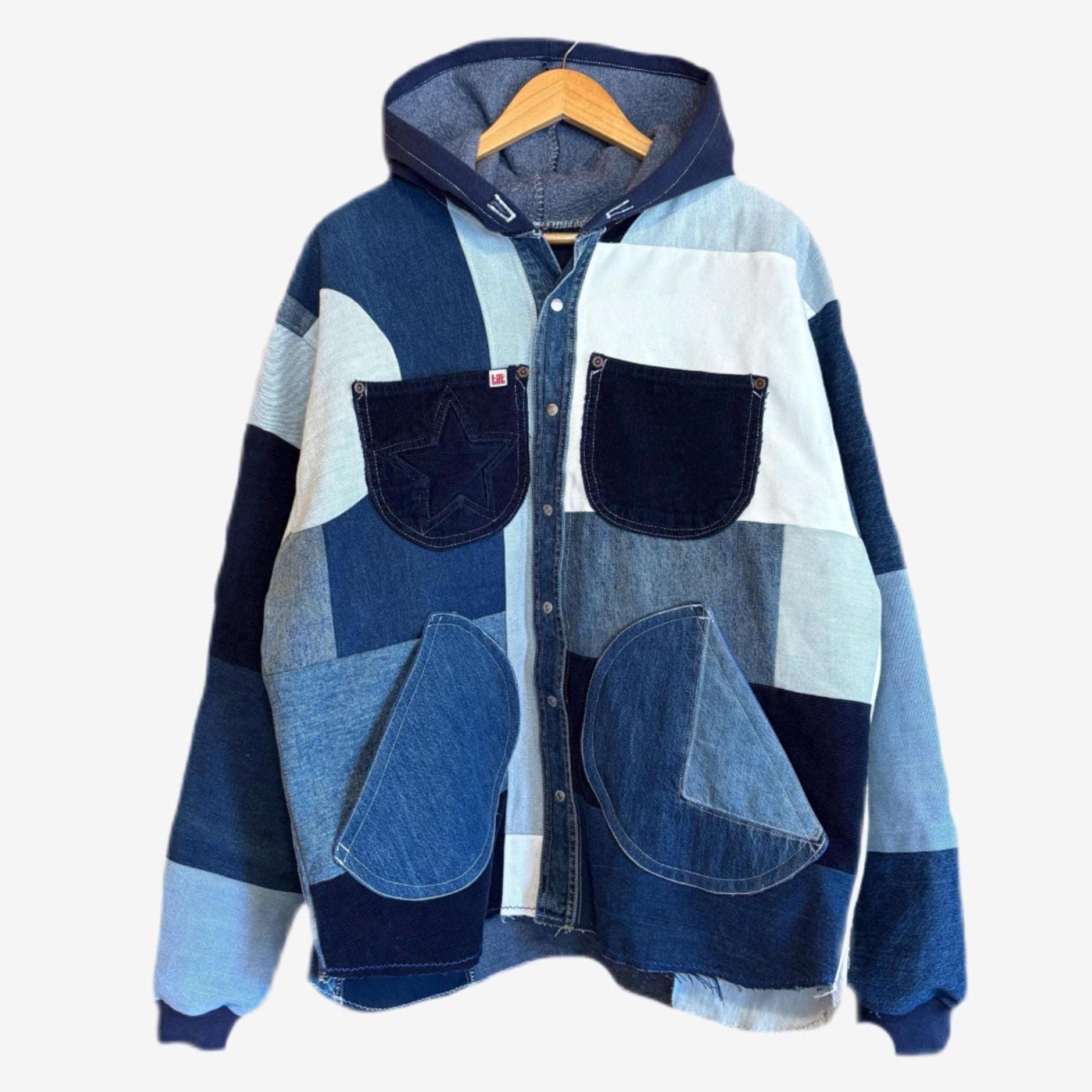 Hooded Corduroy Patchwork Vintage Jacket Men's Hip Hop Corduroy