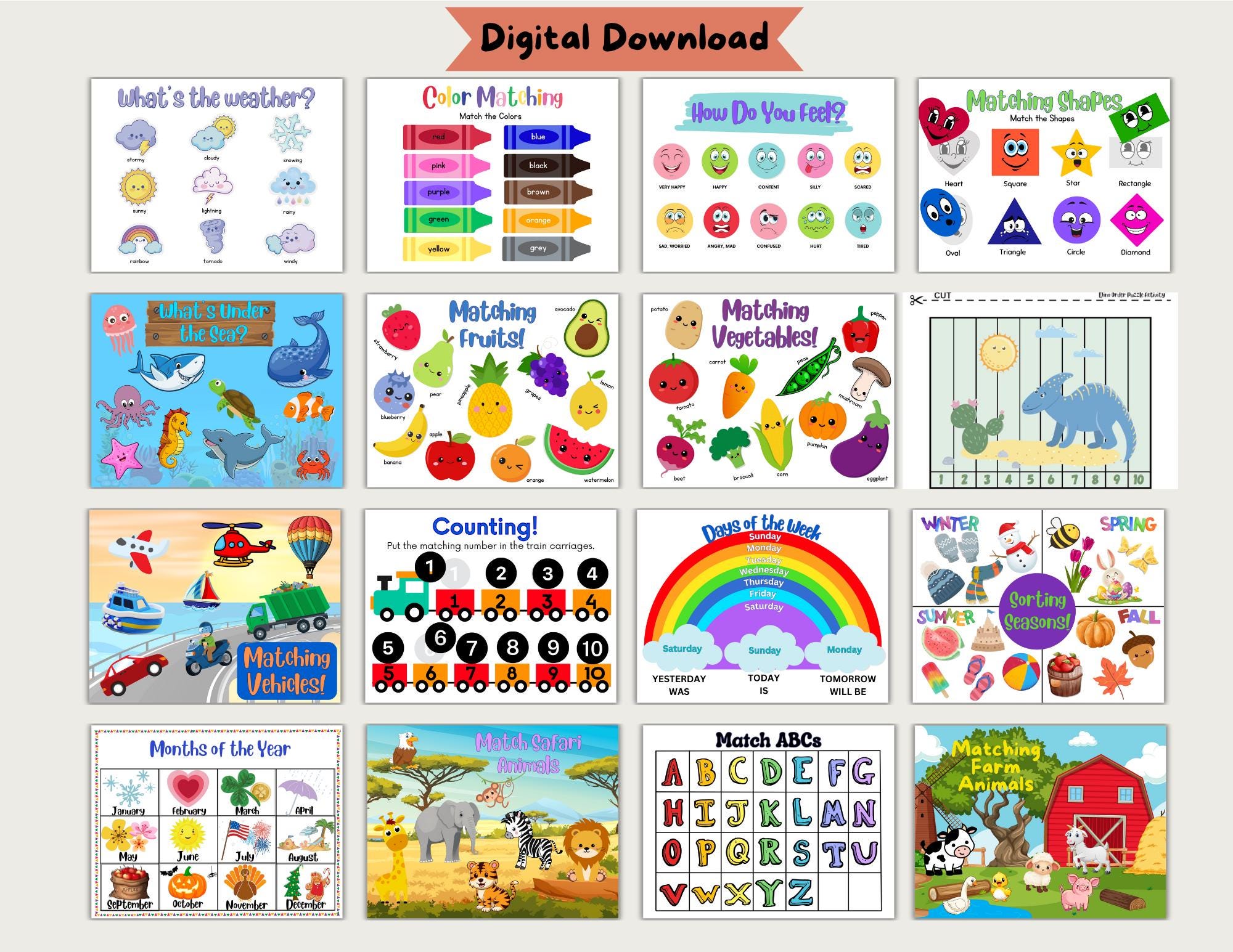 Toddler Activity Book, Printable Learning Materials, Homeschool Resources, Montessori Resources ...