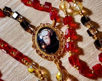 St. Benedict of Nursia + Pardon Crucifix | micro paracord cube beads rosary | MCJ Rosaries