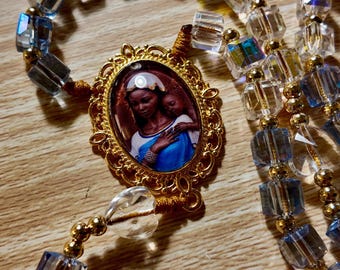 Our Lady of Bisila + Gold Pardon Crucifix | micro paracord rosary | Mother Bisila | MCJ Rosaries