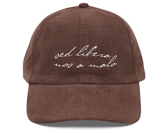 Embroidered Corduroy Catholic Cap | Pater Noster Prayer