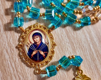 Seven Sorrows Rosary | Our Lady of Sorrows + Pardon Crucifix | micro paracord | cube beads rosary | Mater Dolorosa | MCJ Rosaries