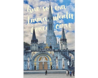 Our Lady of Lourdes | Rosary Basilica, Lourdes, France | Basilica of the Immaculate Conception | cotton, poly | Tea Towels for Catholics