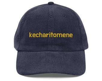 Kecharitomene "Hail, Full of Grace" | Embroidered Corduroy Caps for Catholics