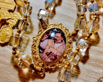 St. Padre Pio of Pietrelcina + Pardon Crucifix |  micro paracord rosary | cubic beads | Capuchin friar | Italian saint | MCJ Rosaries