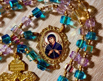 Seven Sorrows Rosary | Our Lady of Sorrows + Pardon Crucifix | micro paracord | cube beads rosary | Mater Dolorosa | MCJ Rosaries
