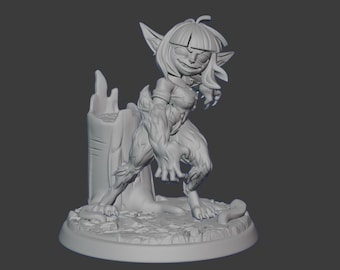 DnD Miniature 32mm Mirabelle the Goblin Werewolf By Twin Goddess Miniatures