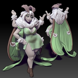 DnD Miniature 32/75mm Lunae The Moth Lady  By Twin Goddess Miniatures