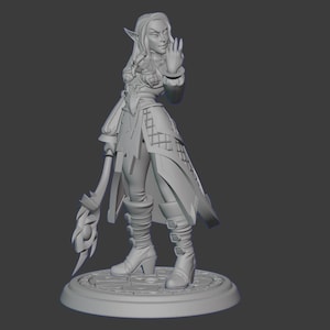 DnD 32/75mm Miniature Vaati Drow Void Warlock by Twin Goddess Miniatures