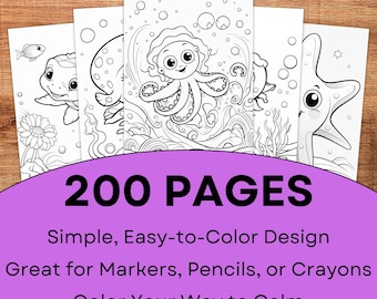 Ocean Animals Coloring Pages – Printable Sea Life for Kids & Adults – Digital Download PDF