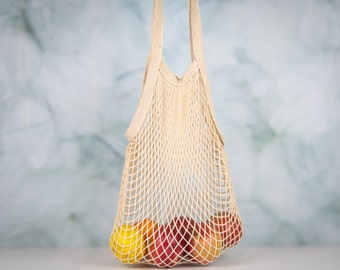 Bolsa de malla de algodón para compras de comestibles, bolsa de mercado francés, bolsa de red reutilizable, 100% de compras naturales, bolsas reutilizables ecológicas