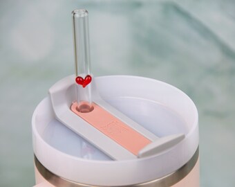 Heart Glass Straws Reusable 40oz Tumbler Straws with Charms