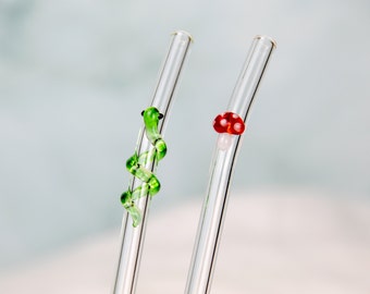 Cannucce in vetro a forma di fungo e serpente: set di cannucce riutilizzabili ed ecologiche