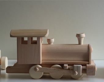 Large Steam Train with 3 Carriages- Eco Natual Wood; Nursery Decor, Birthday, Christmas, Baby Shower, Baby