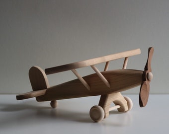 Vliegtuig met rotorturbines Eco houten educatief speelgoed