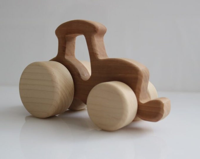 Mini tractor with back slot- eco friendly handmade wooden toy