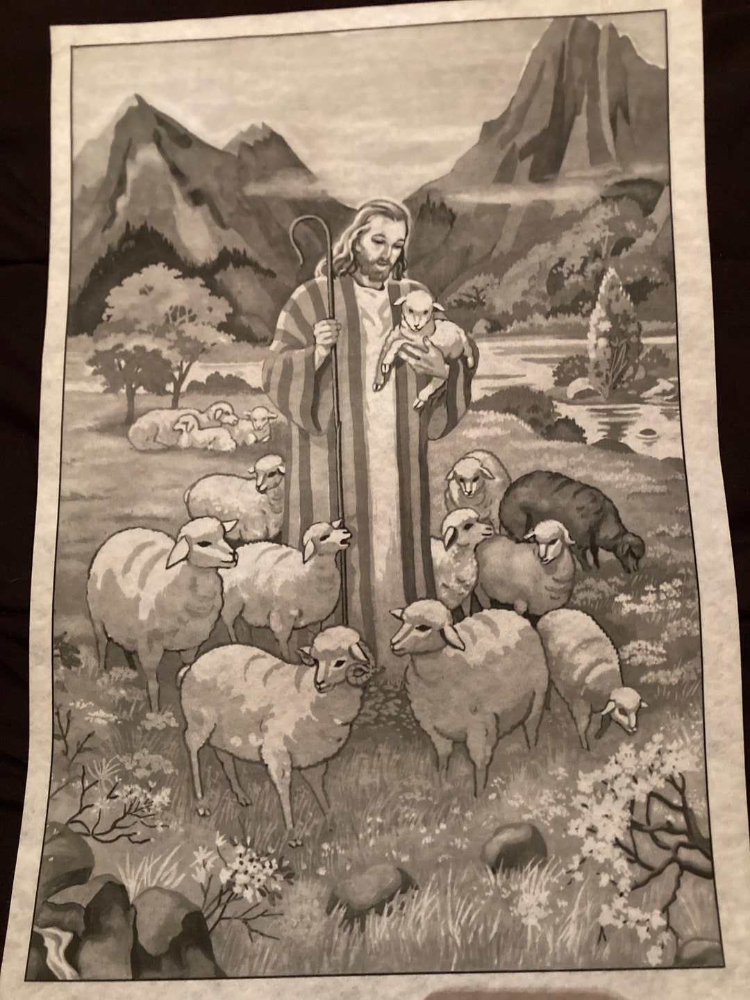 Vintage Trichem “jesus the Shepherd” 18x12” Picture Ready to Frame for ...