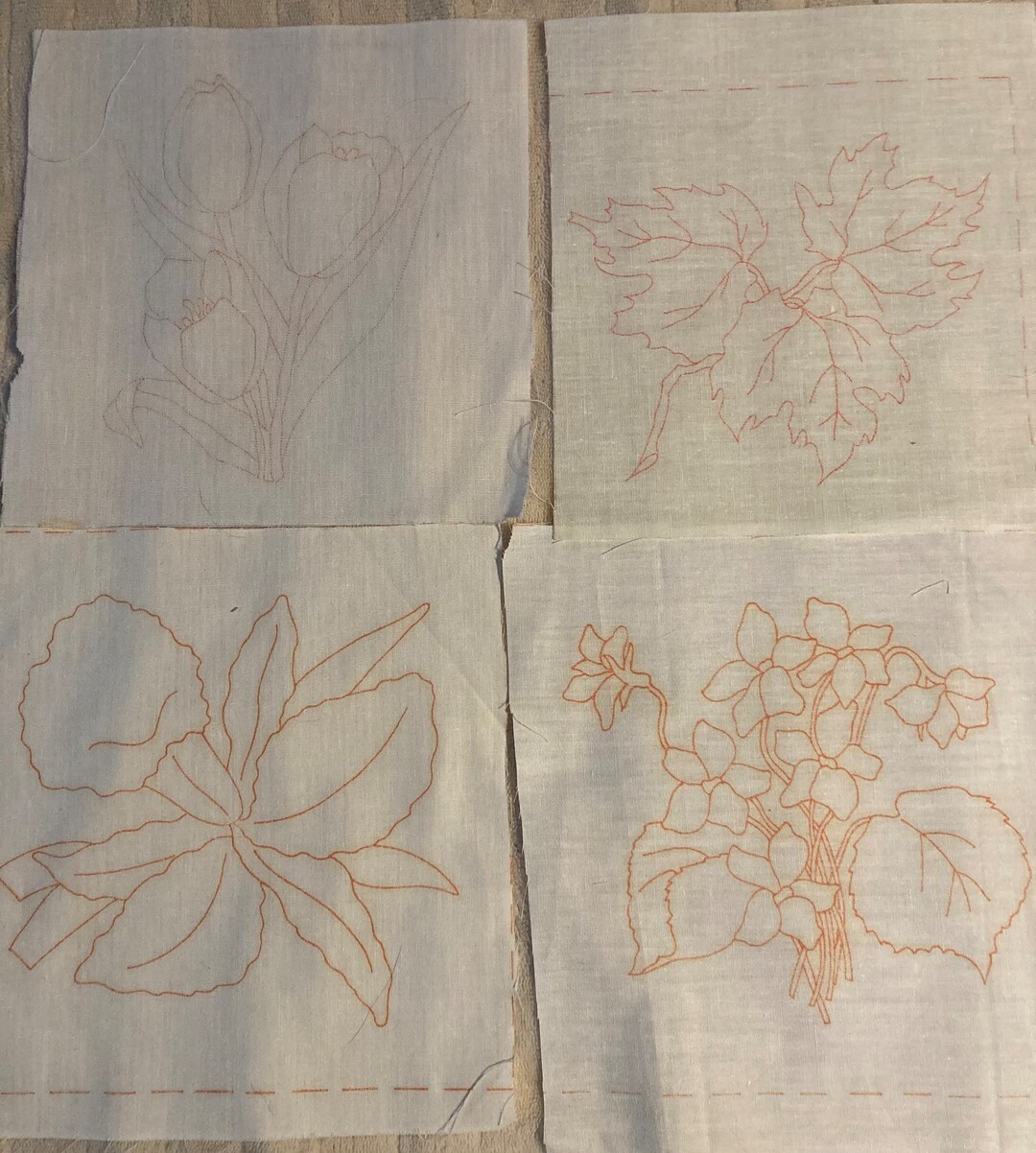 Vintage Tri-chem Floral Quilt Squares. Four Different Designs, 3 of ...