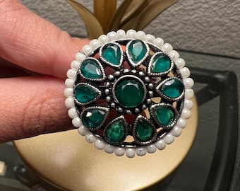 Premium Silver Rings with Pearls and Monalisa Stones | Elegant Jewelry for Any Occasion | Fancy Rings
