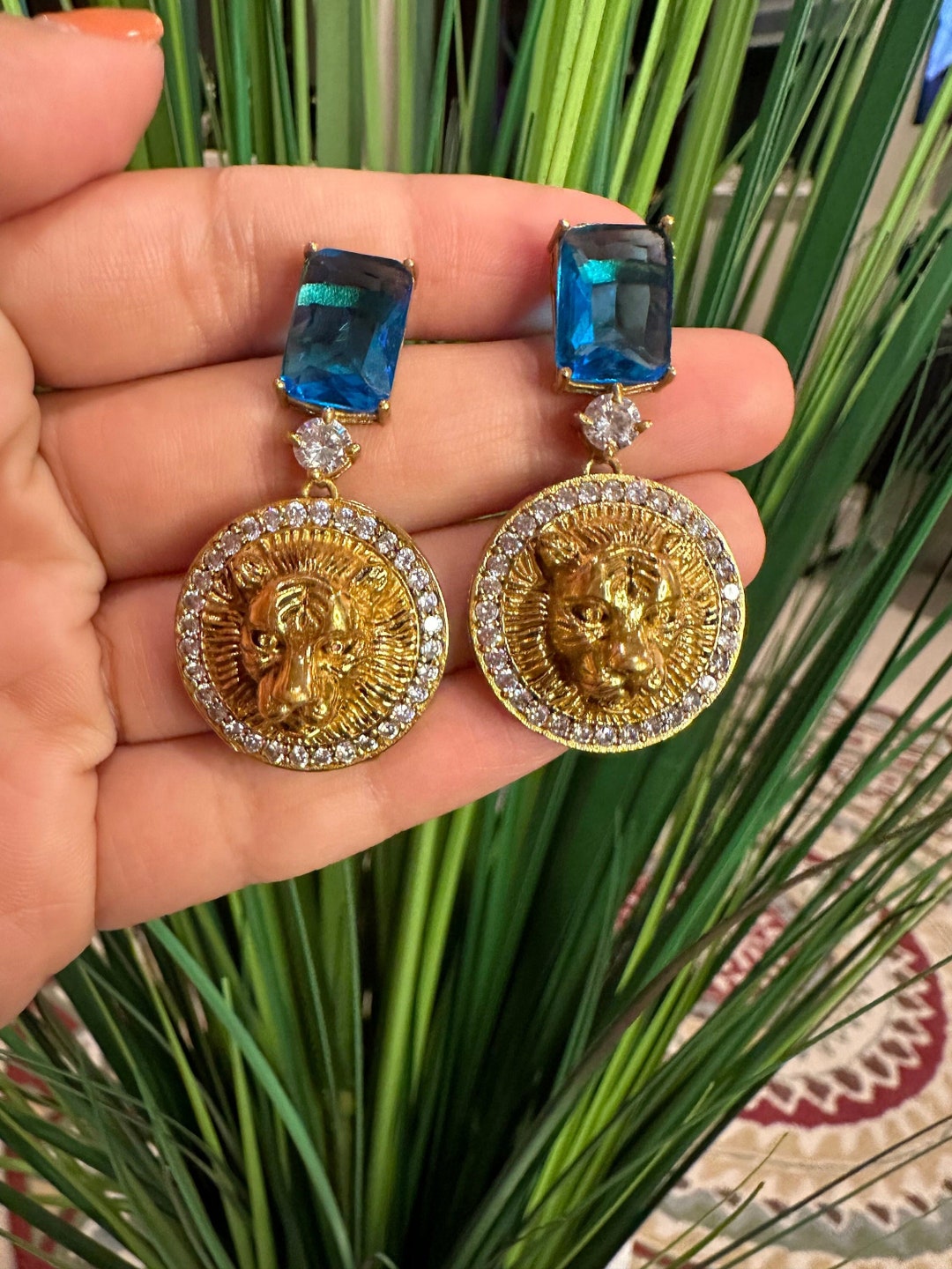 Monalisa Stone Statement Danglers | Party & Bridal Earrings – Famaza Couture