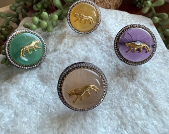 Lion Motif Statement Ring | Sabya Inspired Indian Jewelry, Adjustable Band