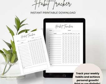 Weekly Habit Tracker Printable, Goal Tracker (PDF Download)