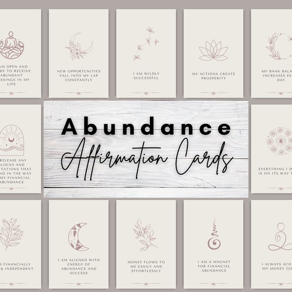 Abundance and Wealth Affirmation Cards, Financial Abundance, Positive Affirmation Cards, Money Cards, Prosperity, Manifestation, set of 30