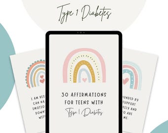 Type 1 Diabetes Affirmation Cards for Teens, Set of 30 (Digital Download)