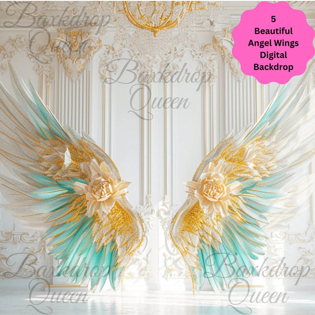5 Image Yellow Angel Wing Digital Background Maternity Backdrop Overlay ...