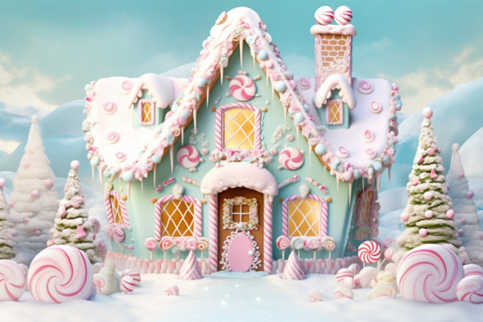 18 Image Christmas Gingerbread House Man Digital Backdrop Photo Overlay ...
