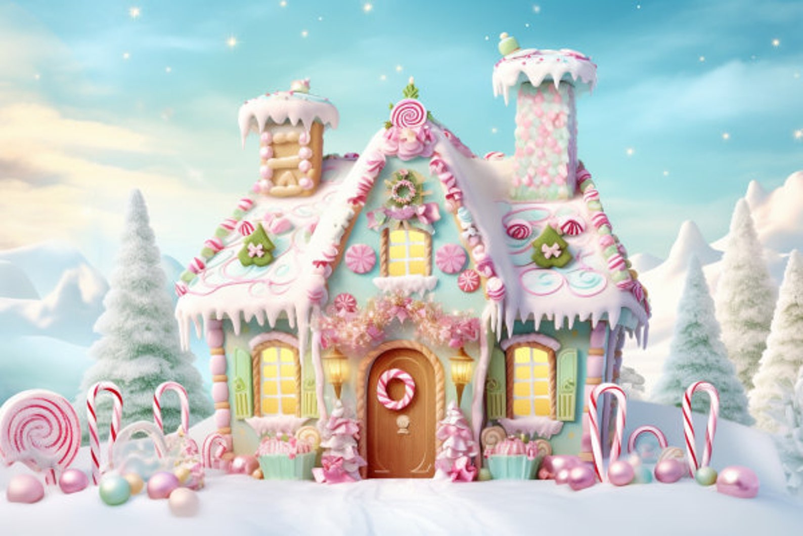 18 Image Christmas Gingerbread House Man Digital Backdrop Photo Overlay ...