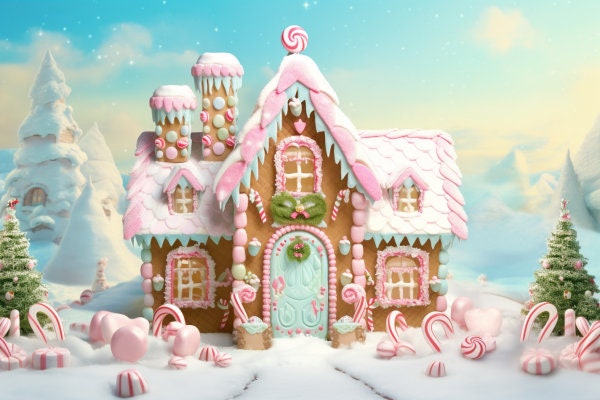 18 Image Christmas Gingerbread House Man Digital Backdrop Photo Overlay ...