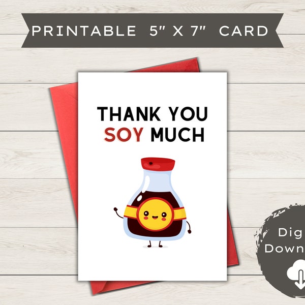 Printable Thank You Card | Blank - Thank you soy much