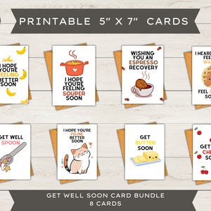 8ct Get Well Soon Card Assortment, Printable and Digital Blank Cards - Etsy