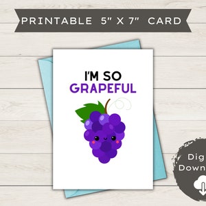 Printable Thank You Card | Blank - I&#39;m So Grapeful