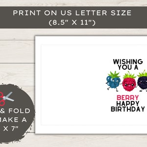 Printable Birthday Card Blank Card Wishing You A Berry Happy Birthday image 2