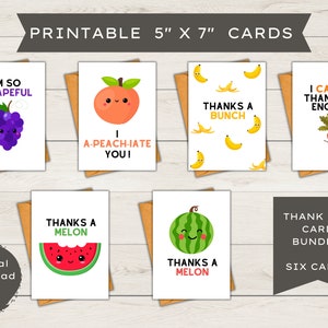 6ct Printable Thank You Card Assortment Blank Cards image 1