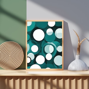 Circles Abstract Printable Wall Art, Digital Download, Teal Wall Art Printable Download
